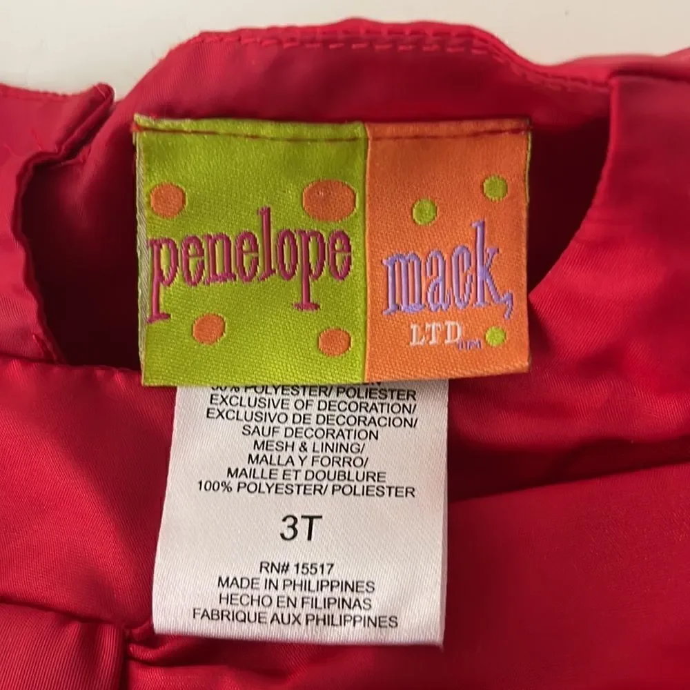Penelope Mack Ltd. Fancy toddler dress.  Gold polka dots and trim.  Size 3T.